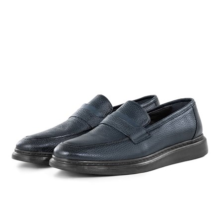 Ducavelli Men's Genuine Leather Casual Shoes - Dark Blue #334626