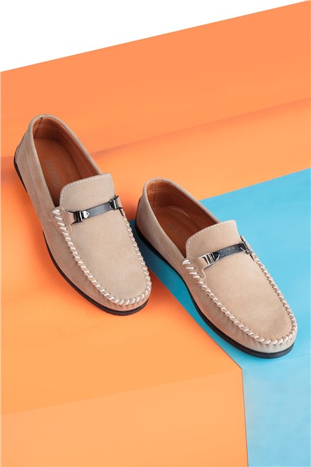 Mocassins masculinos de camurça natural Ducavelli - bege #381614