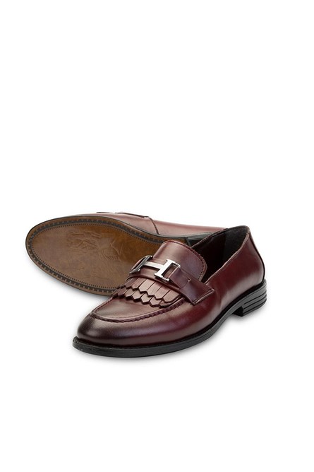 Ducavelli Men's Real Leather Tassel Kiltie Shoes - Burgundy #308281