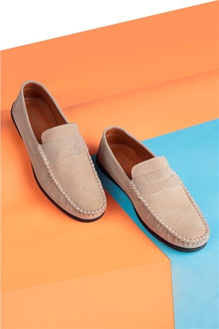 Mocassins masculinos de camurça natural Ducavelli - bege #381619