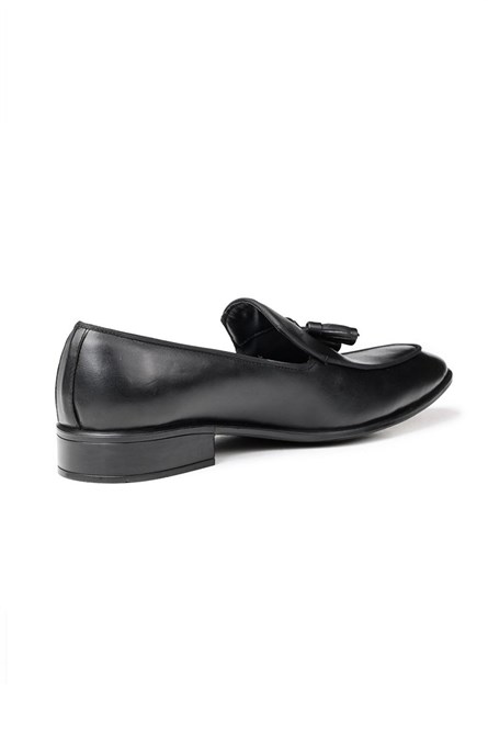 Ducavelli Men's Real Leather Tassel Loafers - Black #311482