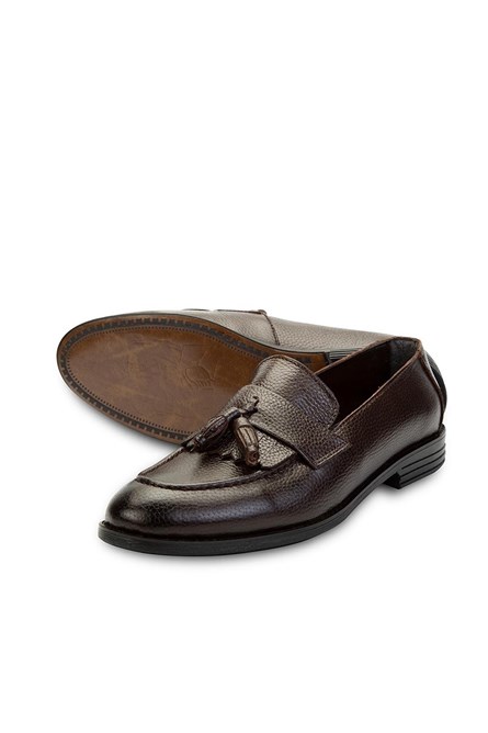 Ducavelli Men's Real Leather Tassel Kiltie Loafers - Brown #308278