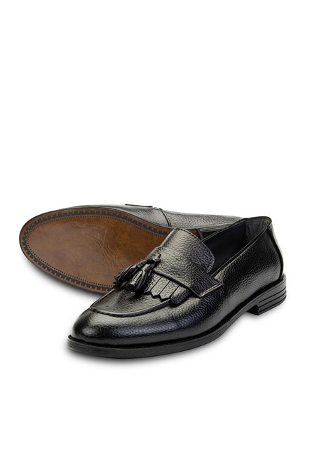 Ducavelli Men's Real Leather Tassel Kiltie Shoes - Black #308280