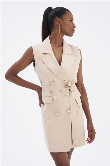 Дамска рокля тип елек - Бежова #332972