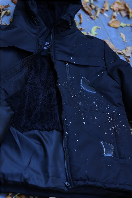 Men's Waterproof Windproof Hooded Jacket QPA-200 - Black #409560