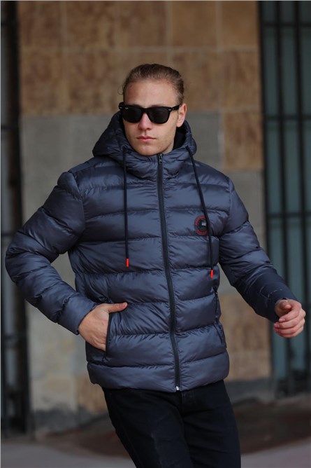 Men's Waterproof Windproof Hooded Jacket RQM-220 - Navy Blue #409404