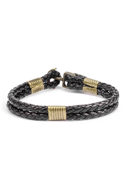 Men's leather bracelet - Black 20230901025