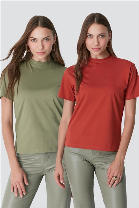 Crew Neck Short Sleeve 2-Pack Basic T-Shirt 957  #451409