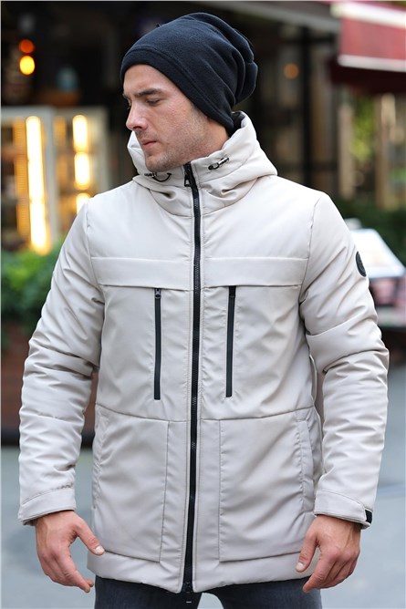 DPA-200 Men's Waterproof Hooded Jacket - Light Beige #408270