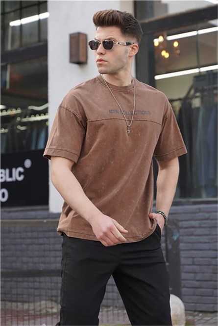 Men's Oversize T-Shirt - Brown #328278