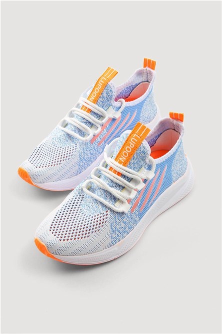 Мъжки спортни обувки - Бели с Оранжев #331346