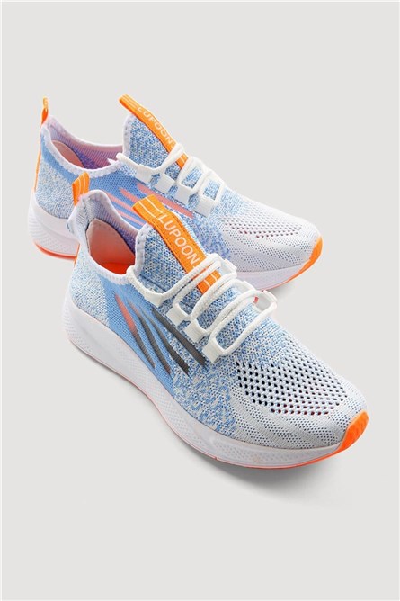 Men's Sports Shoes - White with Orange #331346