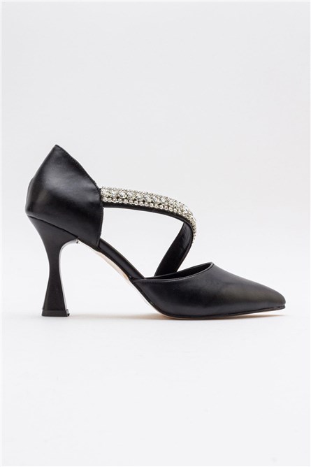 Women's Elegant Heeled Shoes - Black #385458
