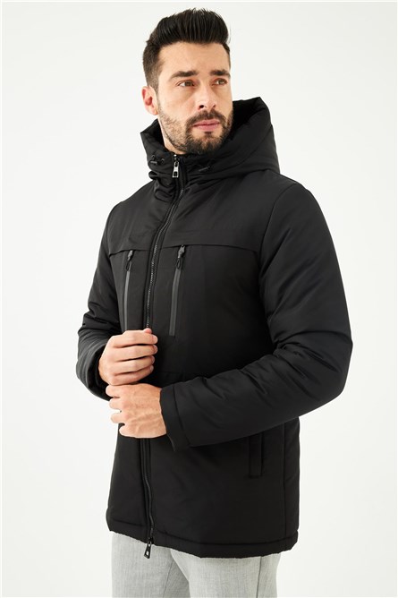 Men's Waterproof Windproof Hooded Jacket RGPA-200 - Black #408932
