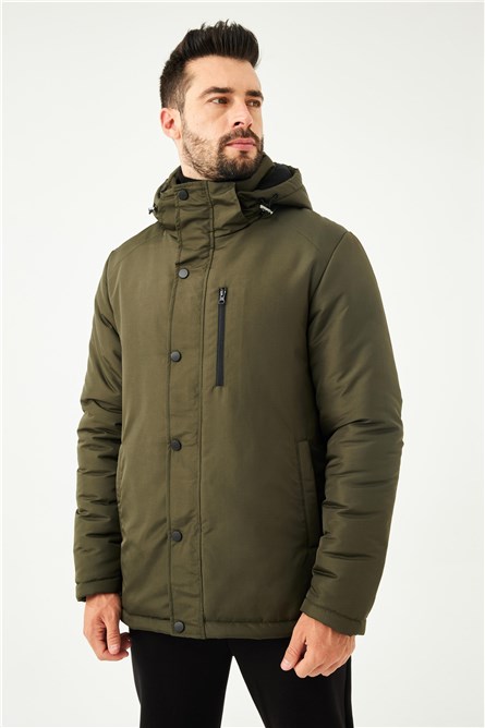P-160 Men's Waterproof and Windproof Jacket with Detachable Hood - Khaki #408433 