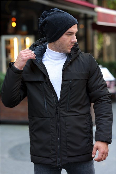 DPA-200 Men's Waterproof Hooded Jacket - Black #408266