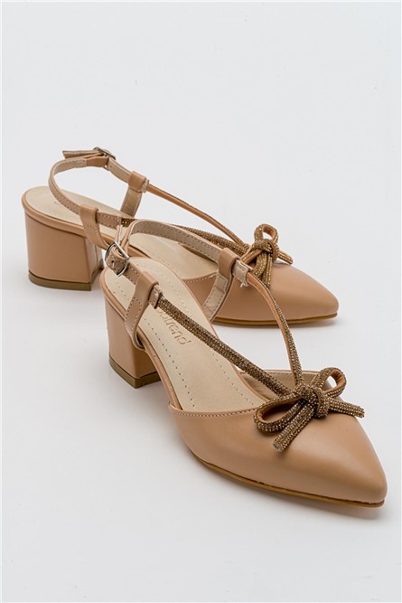 Women's sandals with decorative stones - Beige #381761