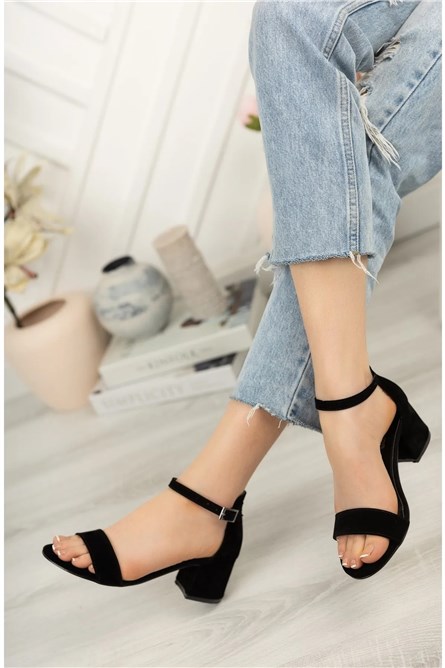 Women's Suede Sandals - Black #384807