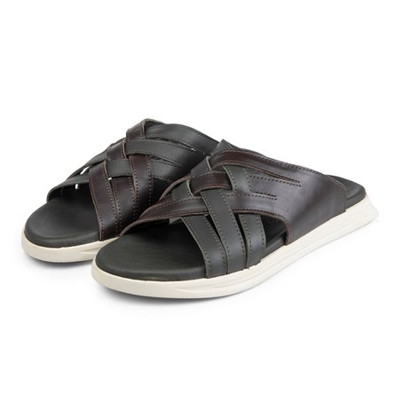 Ducavelli Men's Genuine Leather Slippers - Black 