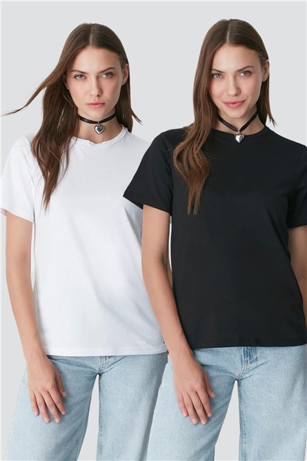 Round Neck Short Sleeve 2-Pack Basic T-Shirt 960  #451380
