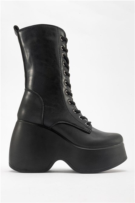 Women's Platform Boots - Black #410847
