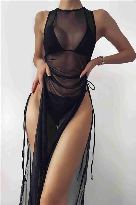 Women's Beach Pareo Dress - Black #385793