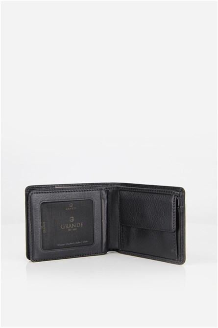 Men's leather wallet 1504 - Black #333984