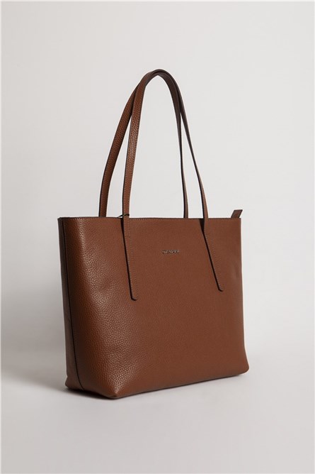 Genuine leather handbag 9008 - Taba #334697