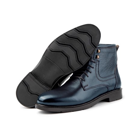Ducavelli Men's Genuine Leather Boots - Dark Blue 