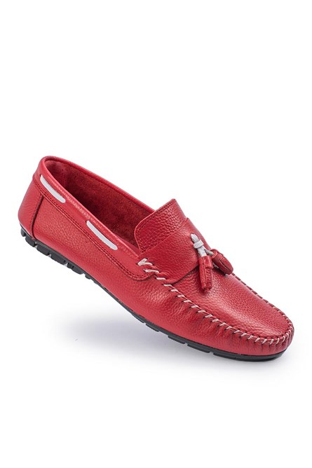 ALEXANDER GARCIA Men's Genuine Leather Moccasins - Red 20230321129