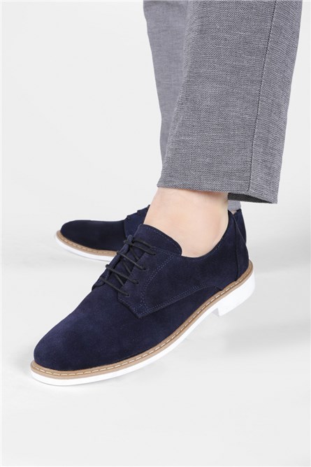  GERARDINO Men's Classic Suede Shoes Navy Blue 3011