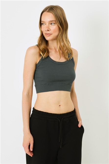 Women's Spaghetti Strap Crop Ribbed Stretch Knit Tank Top 926  #451558
