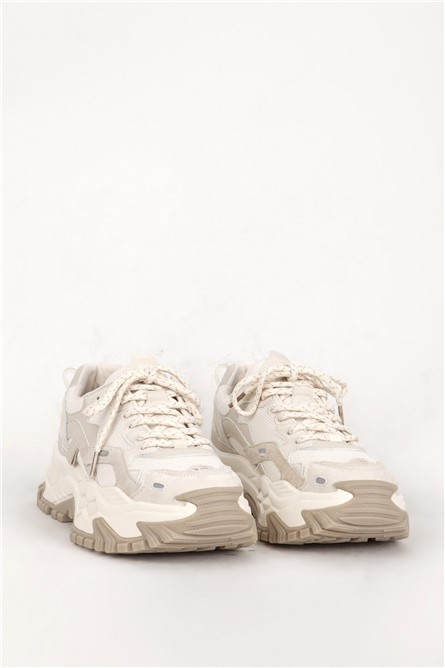 Women's Thick Sole 496 Sports Shoes - Beige #382031
