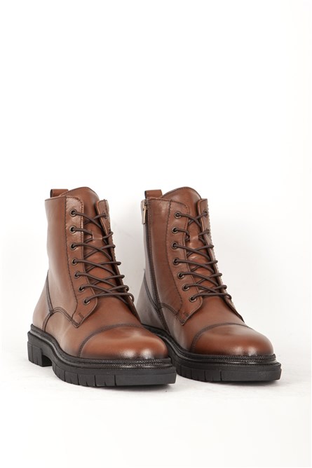 Women's Genuine Leather Boots 66245 - Brown #405727