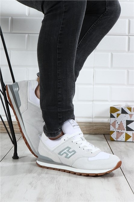 Hammer Jack Мъжки спортни обувки от естествена кожа - Бели със Сив #368530