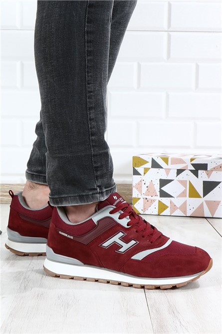 Hammer Jack Men's Genuine Leather Sports Shoes - Dark Red #368461