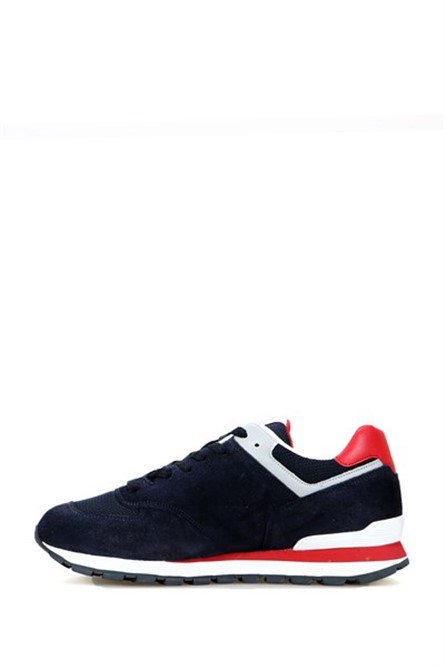 Hammer Jack Men's Genuine Leather Sports Shoes - Navy Blue with Red #368524