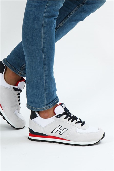 Hammer Jack Men's Genuine Leather Shoes - White with Red #368499