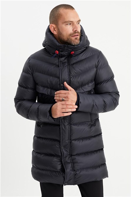 Мъжко водонепромокаемо и ветроустойчиво яке с качулка QUDK-001 - Тъмносиньо #409511