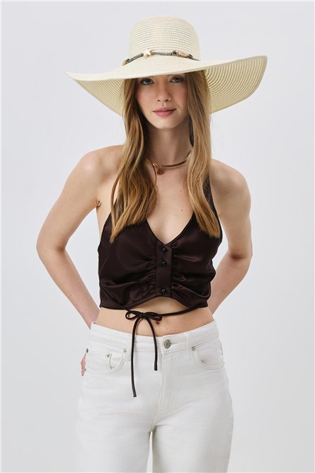 Wide Brim Straw Beach Hat Y25730-01  #451883