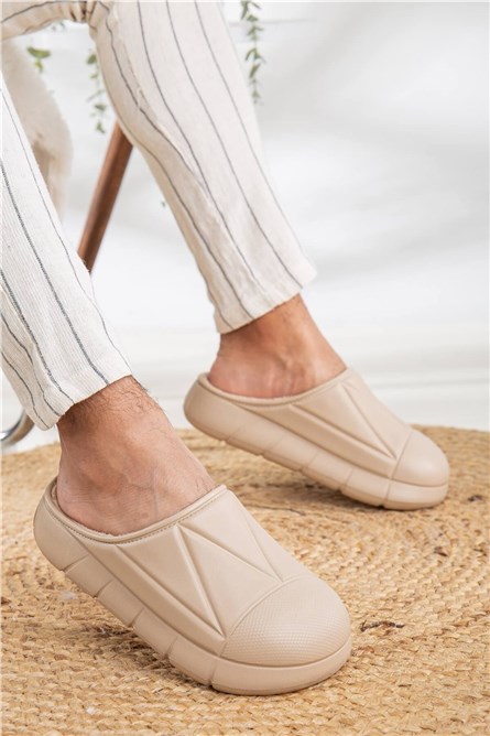 Men's Scrawl Lined Slippers - Beige #362374