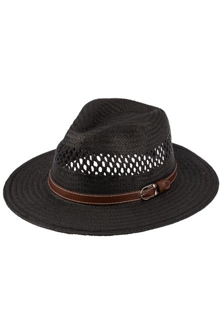 Men Wide Brim Straw Hat With Belt Detail Y25750-06  #451976