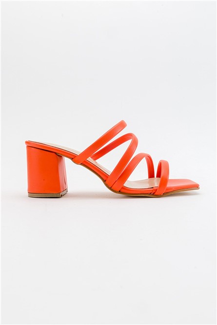 Women's Heeled Slippers - Orange #371281
