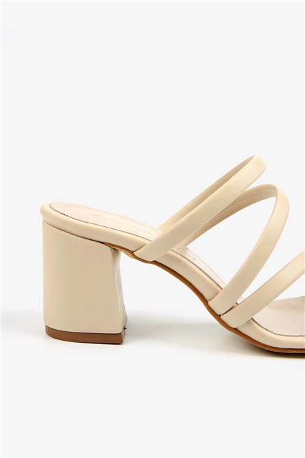 Women's Heeled Slippers - Beige #367377