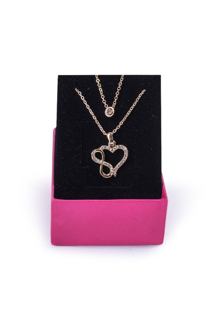 Дамско двойно колие с елемент сърце - Златисто 20210835688