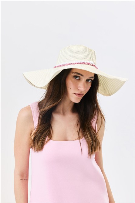 Wide Brim Straw Beach Hat Y25730-06  #451897