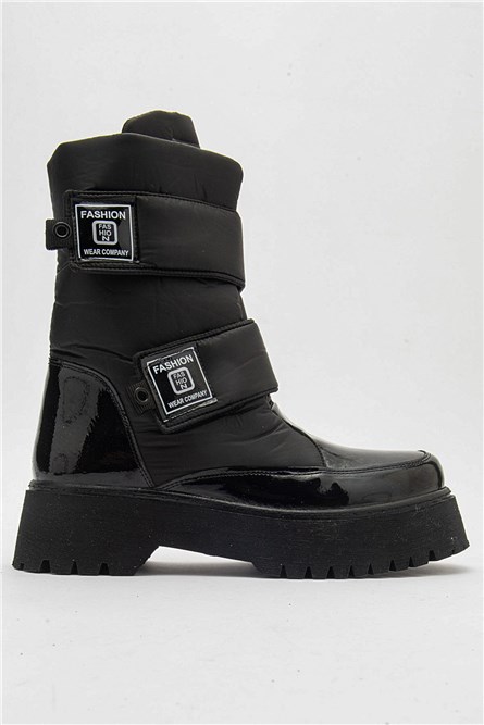 Women's Velcro Snow Boots - Black #406921
