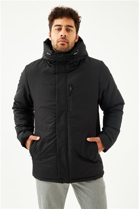 QPA Men's Waterproof Windproof Hooded Jacket - Black #409568
