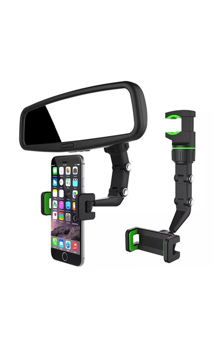Multifunctional Rearview Mirror 360° Car Phone Holder - Black 20210835809