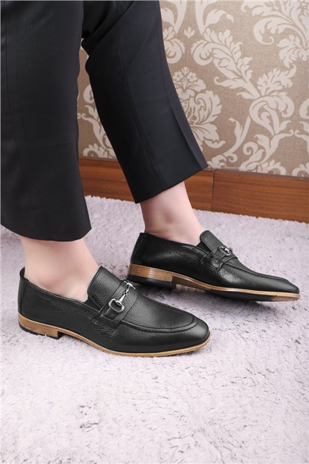 GERARDINO Men's Classic Genuine Leather Shoes Black 2001